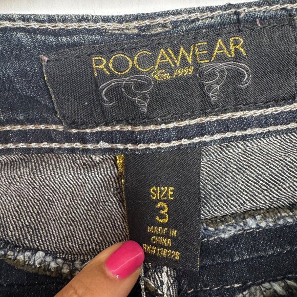 Rocawear‎ Womens Studded Letter R Dark Wash Denim Skinny Jeans Size 3 - Picture 5 of 10